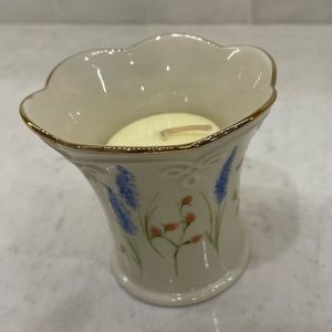 Lenox Votive Holder with Floral Design and Gold Trim